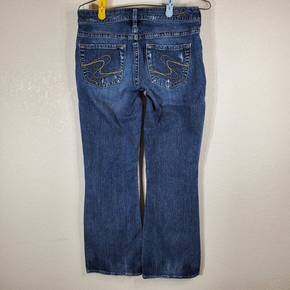 Silver Jeans Co. Aiko Womens W28 L31 Mid-Rise Bootcut Distressed Denim Jeans - Picture 2 of 11